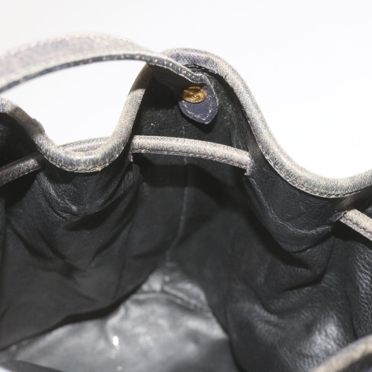 FENDI Zucchino Canvas Shoulder Bag Navy 67351