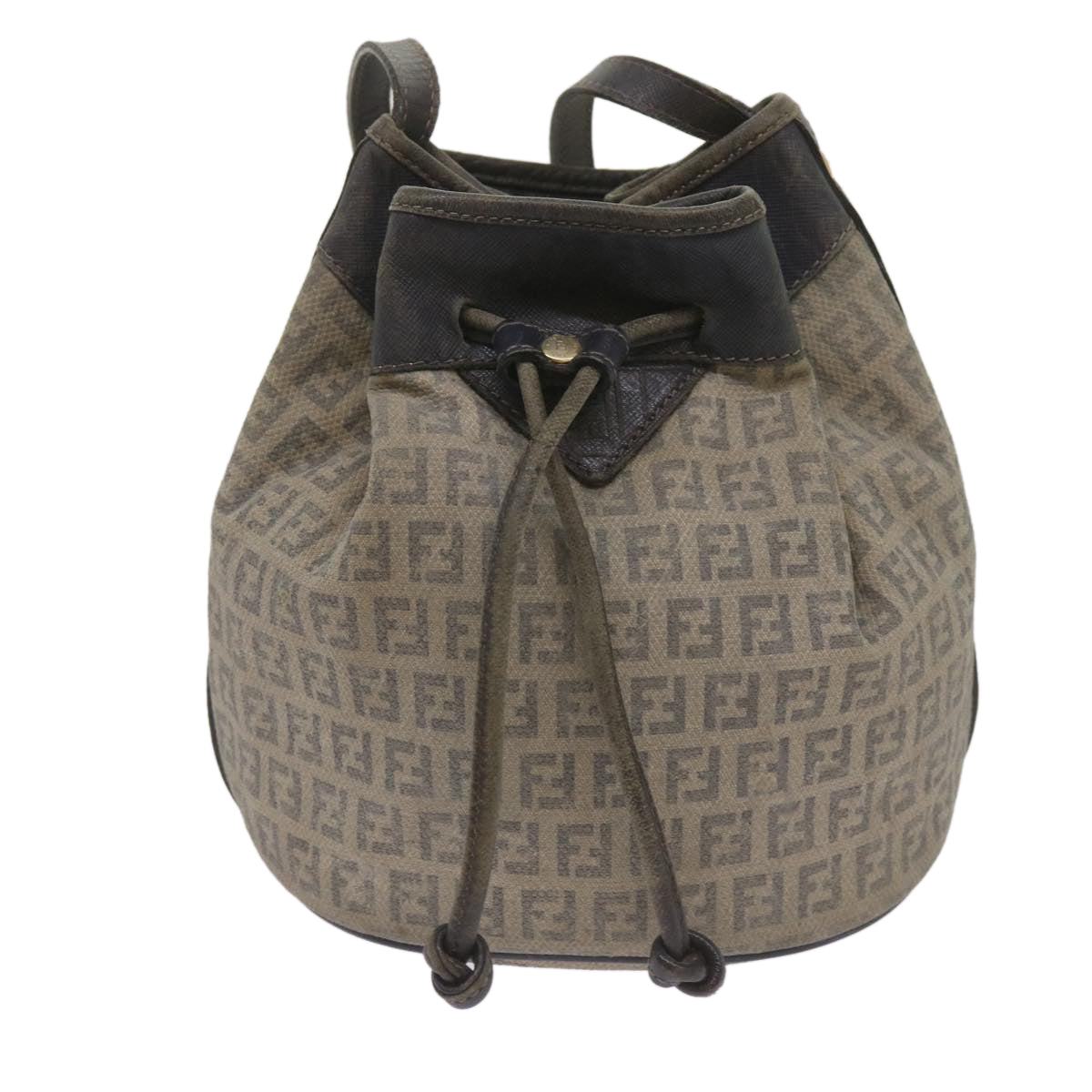 FENDI Zucchino Canvas Shoulder Bag Navy 67351