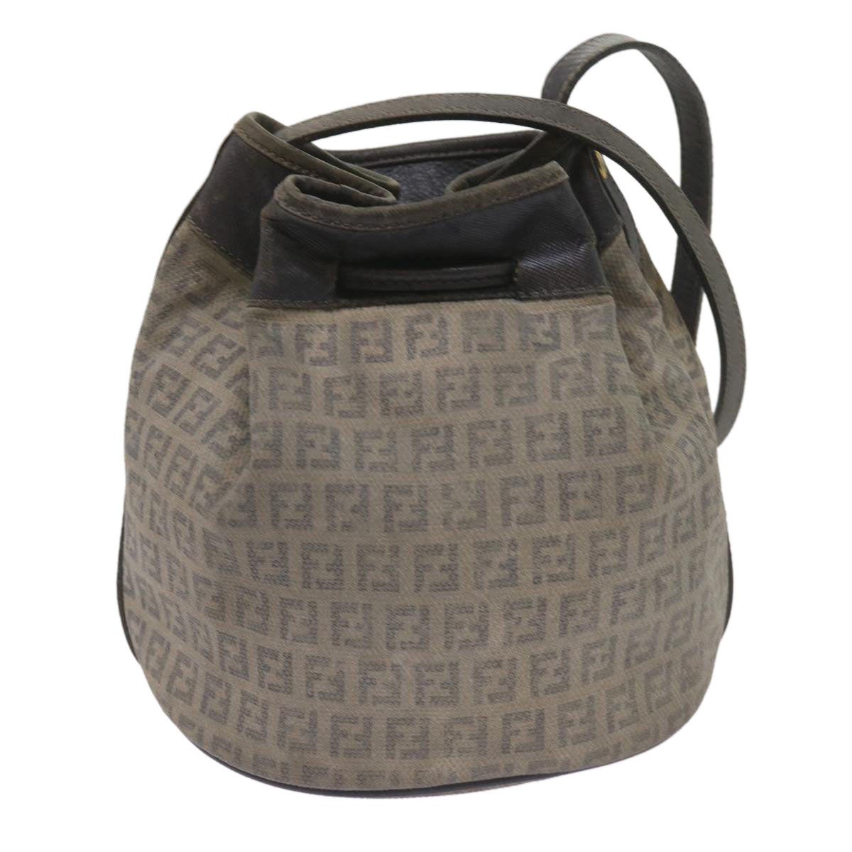FENDI Zucchino Canvas Shoulder Bag Navy 67351