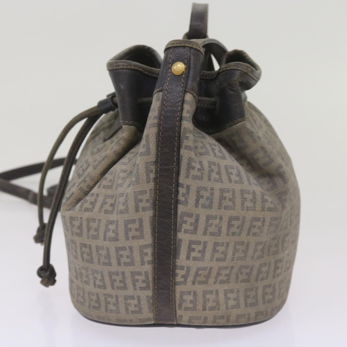 FENDI Zucchino Canvas Shoulder Bag Navy 67351