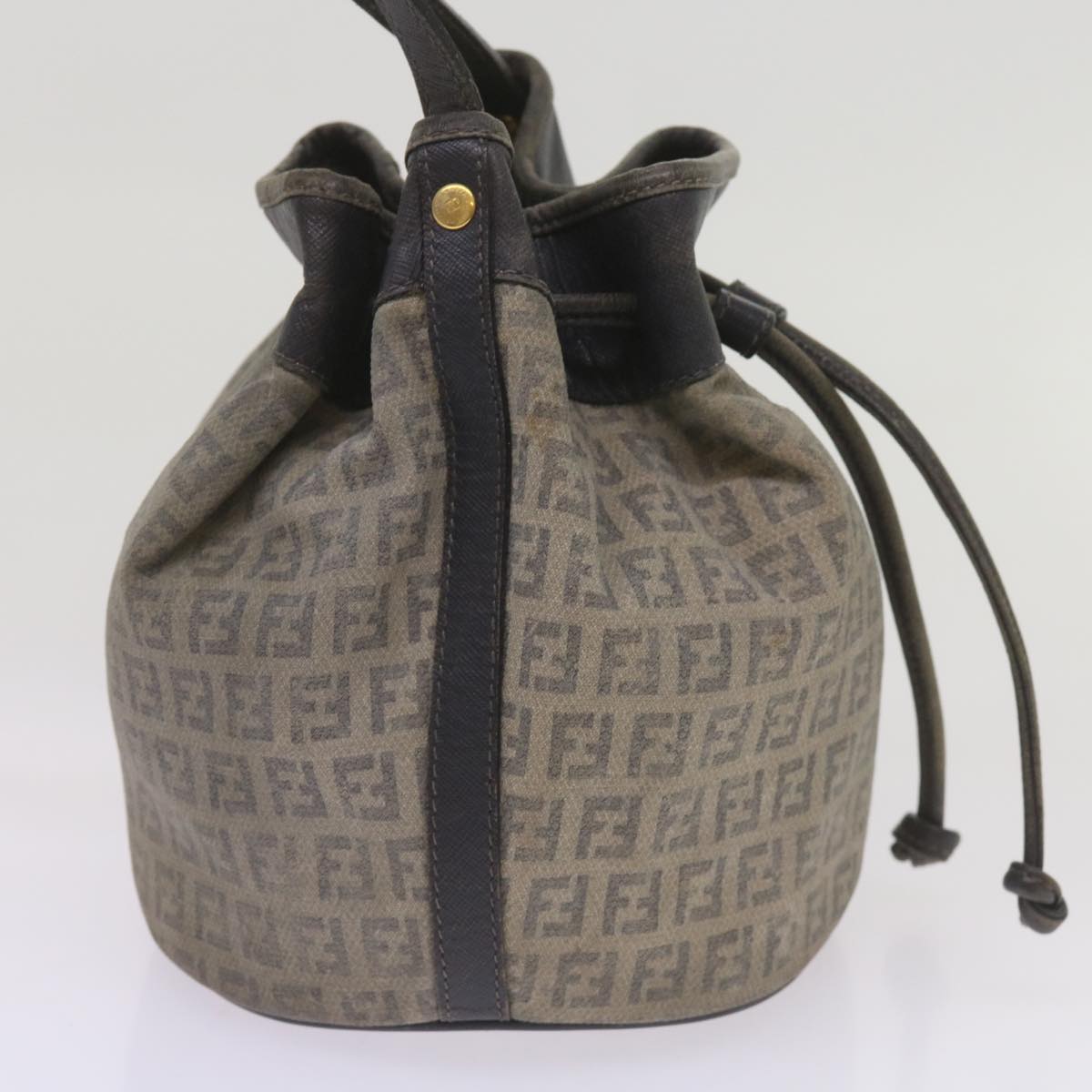 FENDI Zucchino Canvas Shoulder Bag Navy 67351