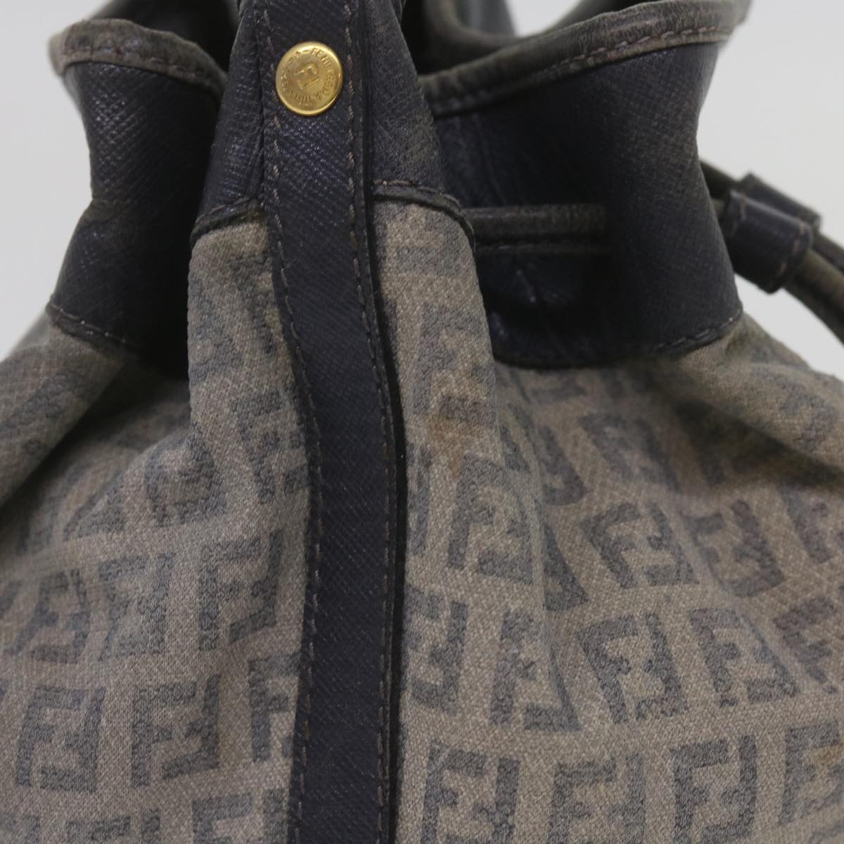 FENDI Zucchino Canvas Shoulder Bag Navy 67351