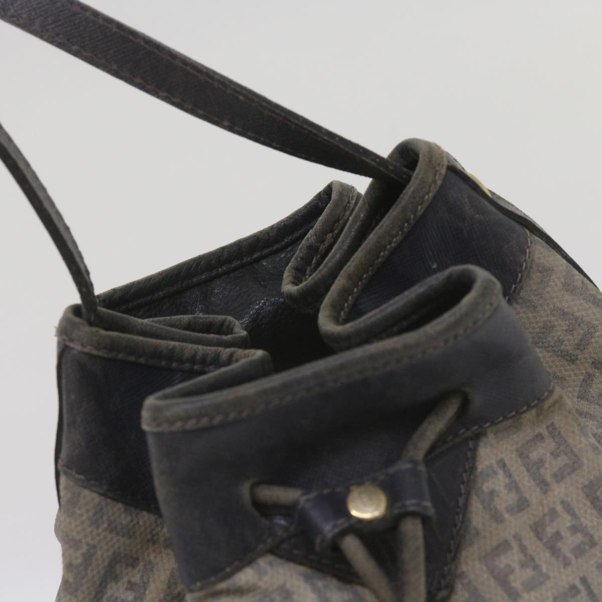 FENDI Zucchino Canvas Shoulder Bag Navy 67351