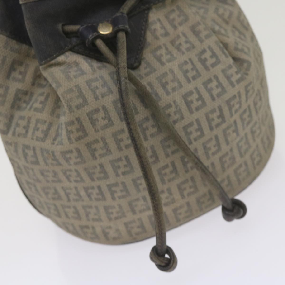 FENDI Zucchino Canvas Shoulder Bag Navy 67351