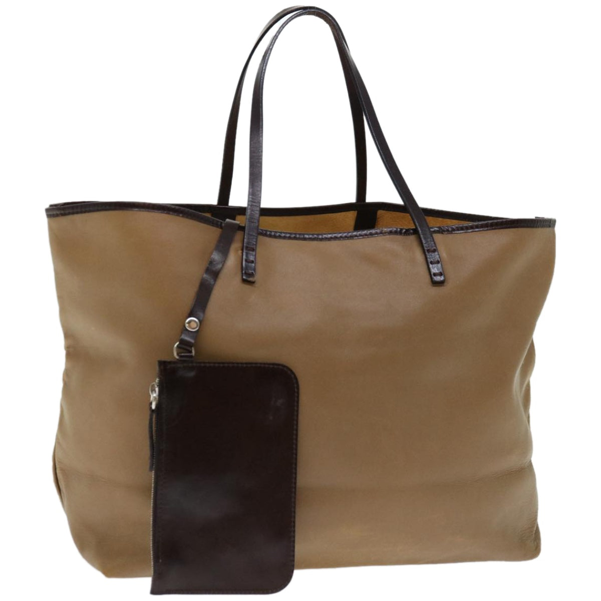 FENDI Tote Bag Leather Beige 67352