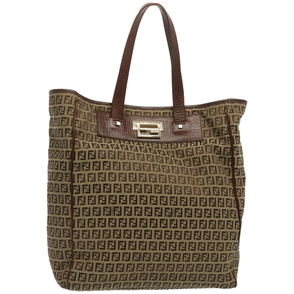 FENDI Zucchino Canvas Hand Bag Brown 67454