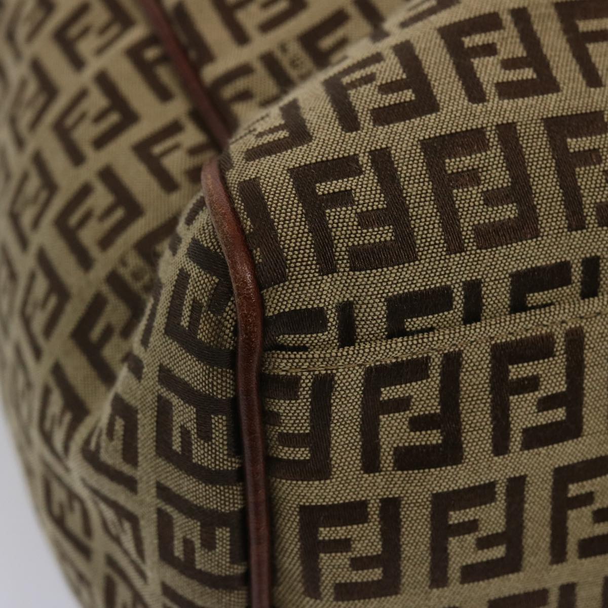 FENDI Zucchino Canvas Hand Bag Brown 67454