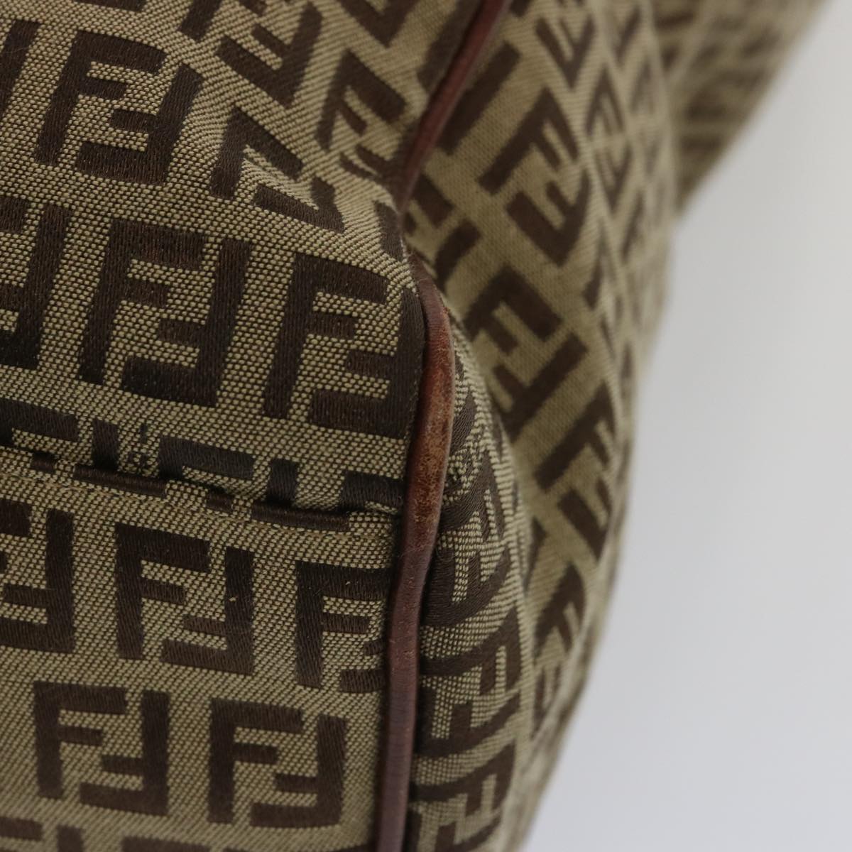 FENDI Zucchino Canvas Hand Bag Brown 67454