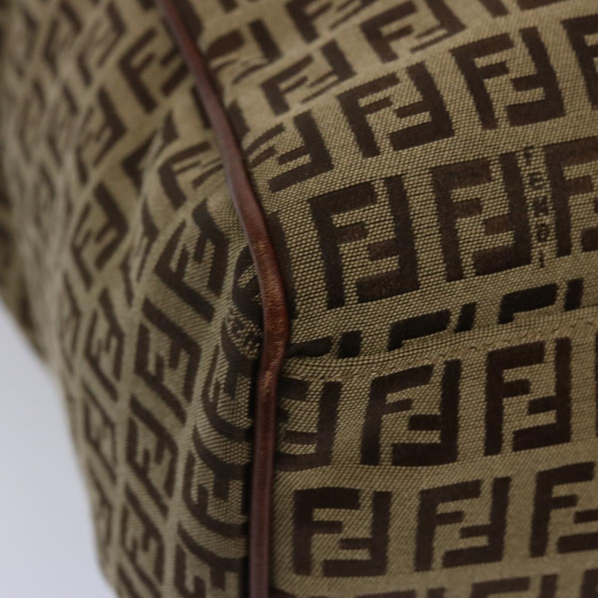 FENDI Zucchino Canvas Hand Bag Brown 67454