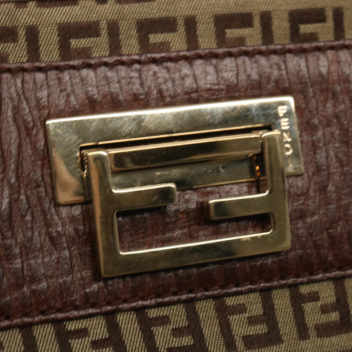 FENDI Zucchino Canvas Hand Bag Brown 67454