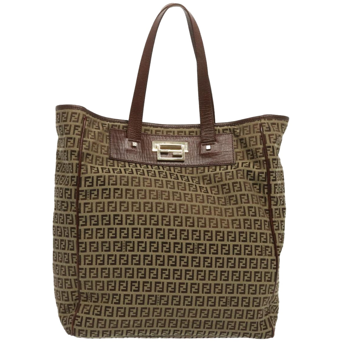 FENDI Zucchino Canvas Hand Bag Brown 67454