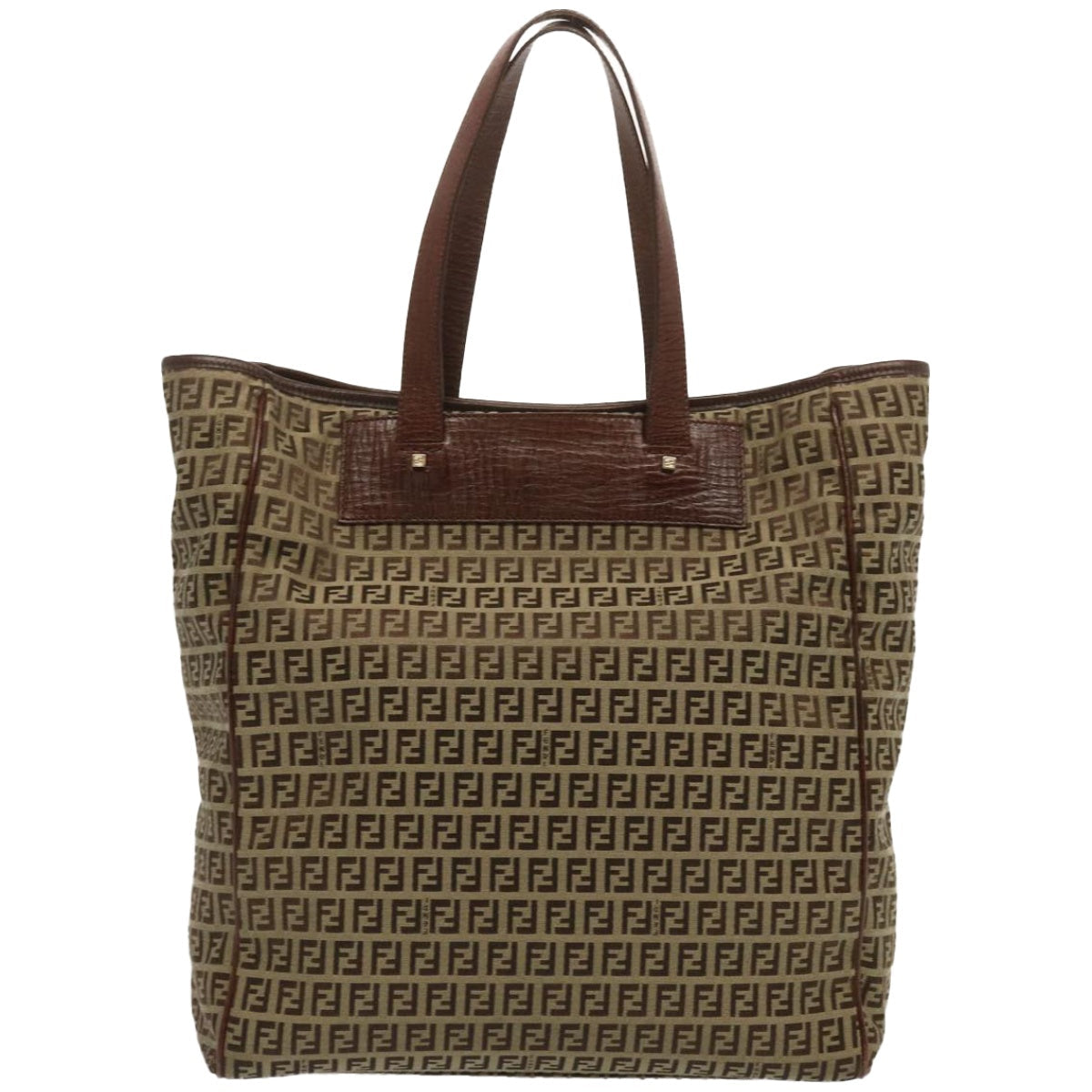 FENDI Zucchino Canvas Hand Bag Brown 67454