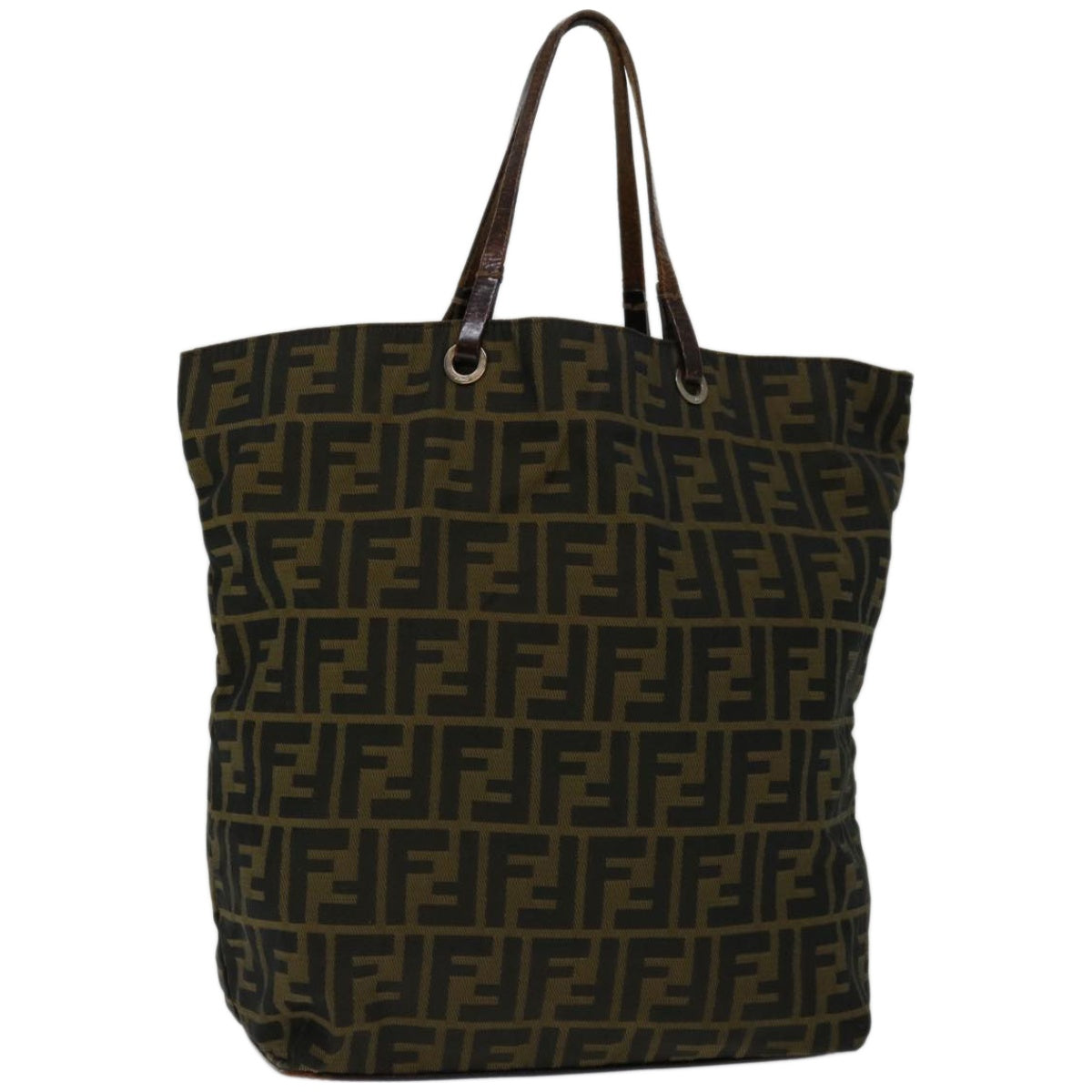 FENDI Zucca Canvas Hand Bag Black Brown 67589