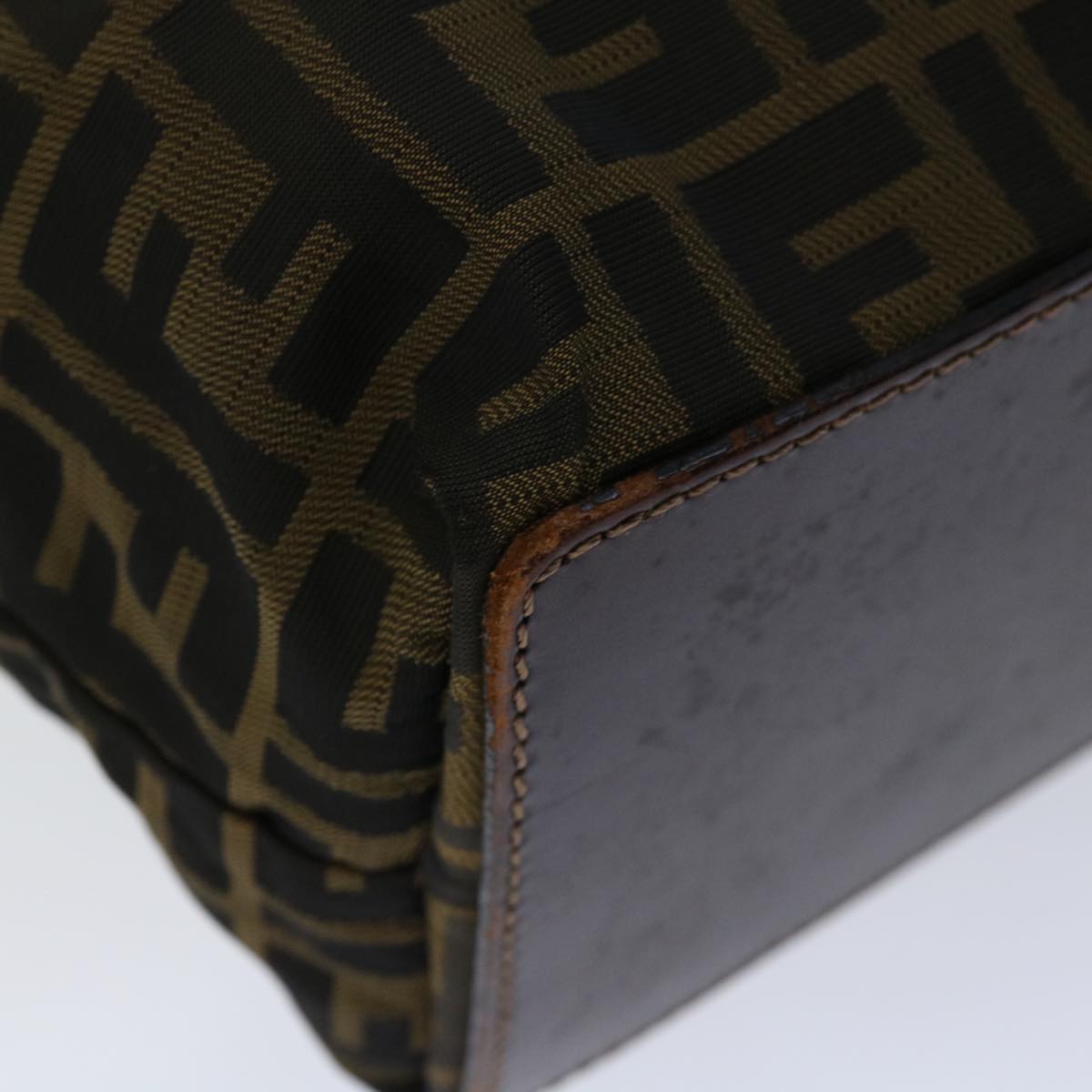 FENDI Zucca Canvas Hand Bag Black Brown 67589