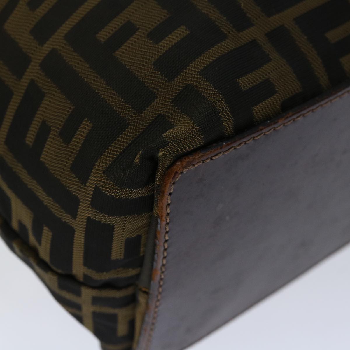 FENDI Zucca Canvas Hand Bag Black Brown 67589