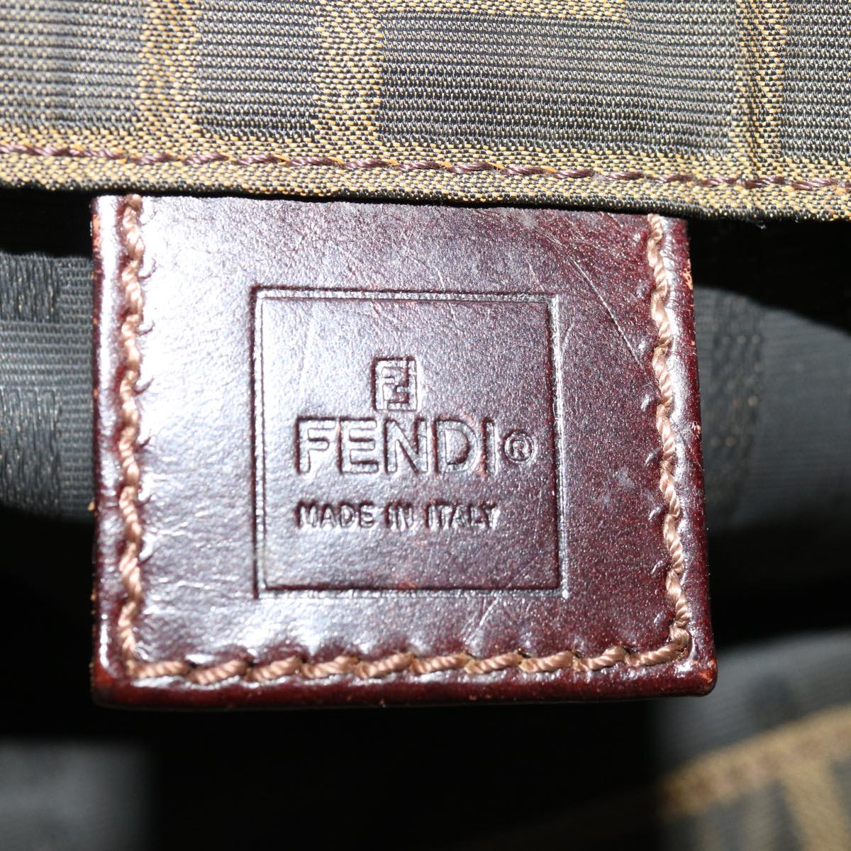 FENDI Zucca Canvas Hand Bag Black Brown 67589