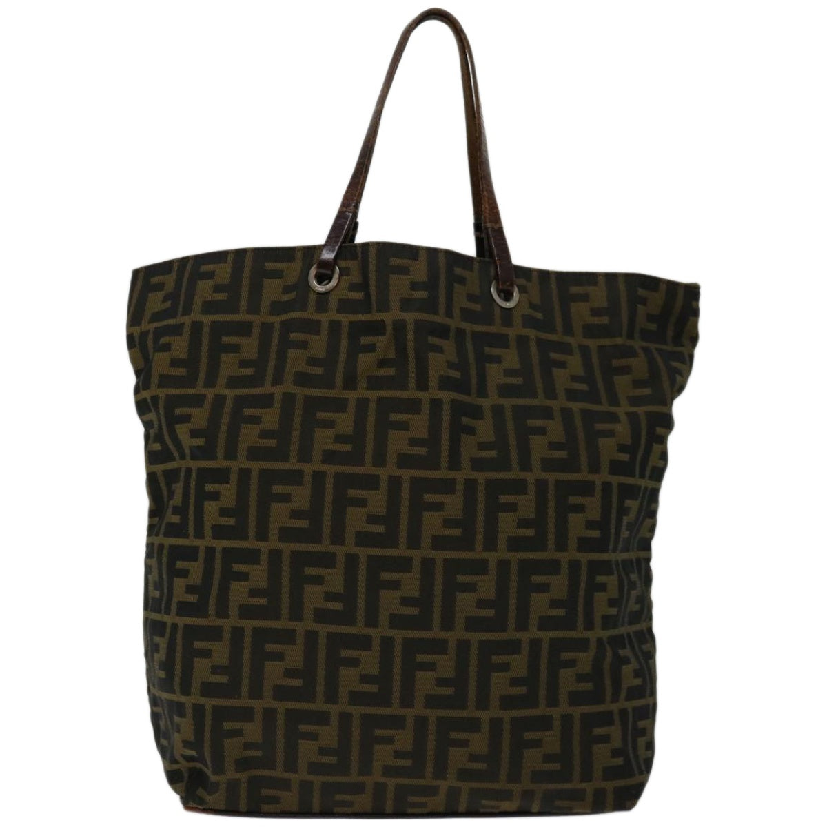FENDI Zucca Canvas Hand Bag Black Brown 67589