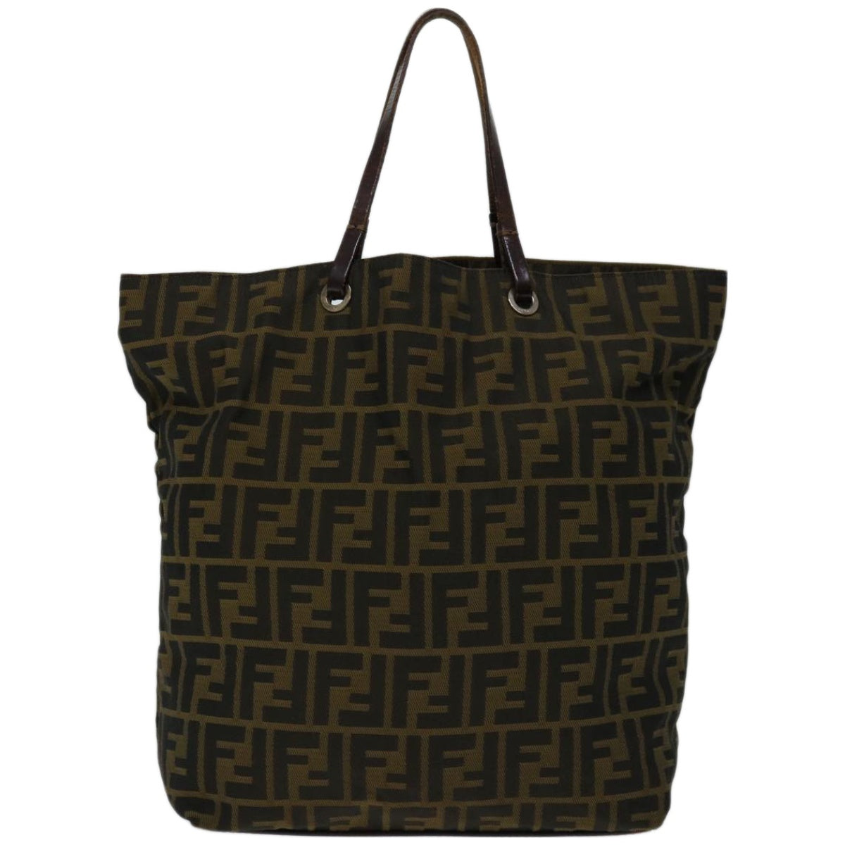 FENDI Zucca Canvas Hand Bag Black Brown 67589