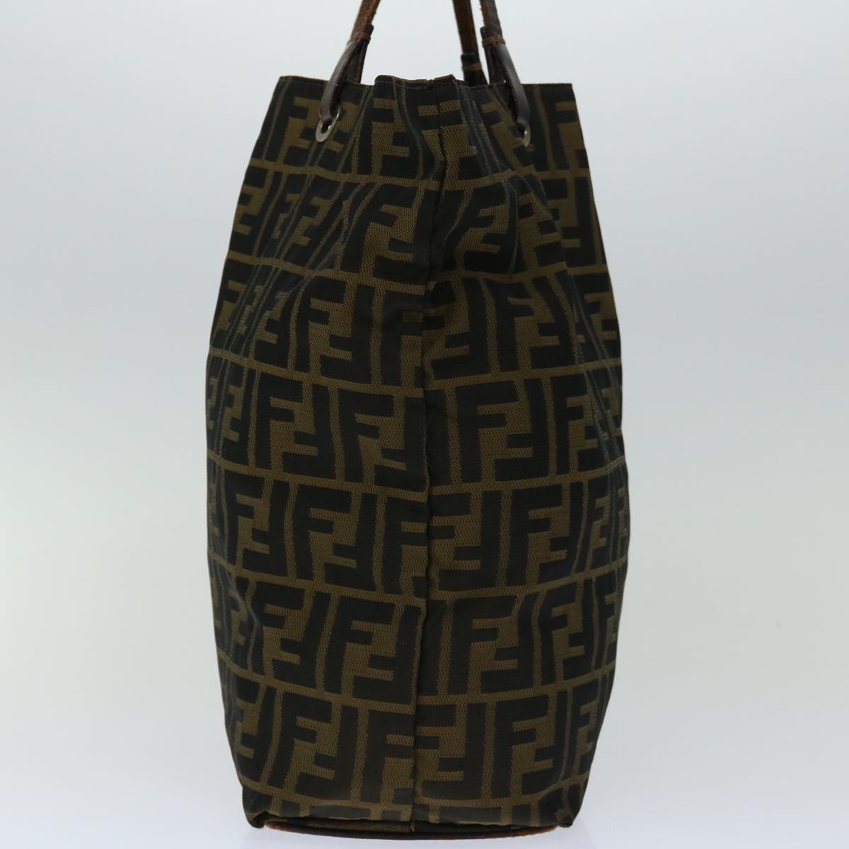 FENDI Zucca Canvas Hand Bag Black Brown 67589