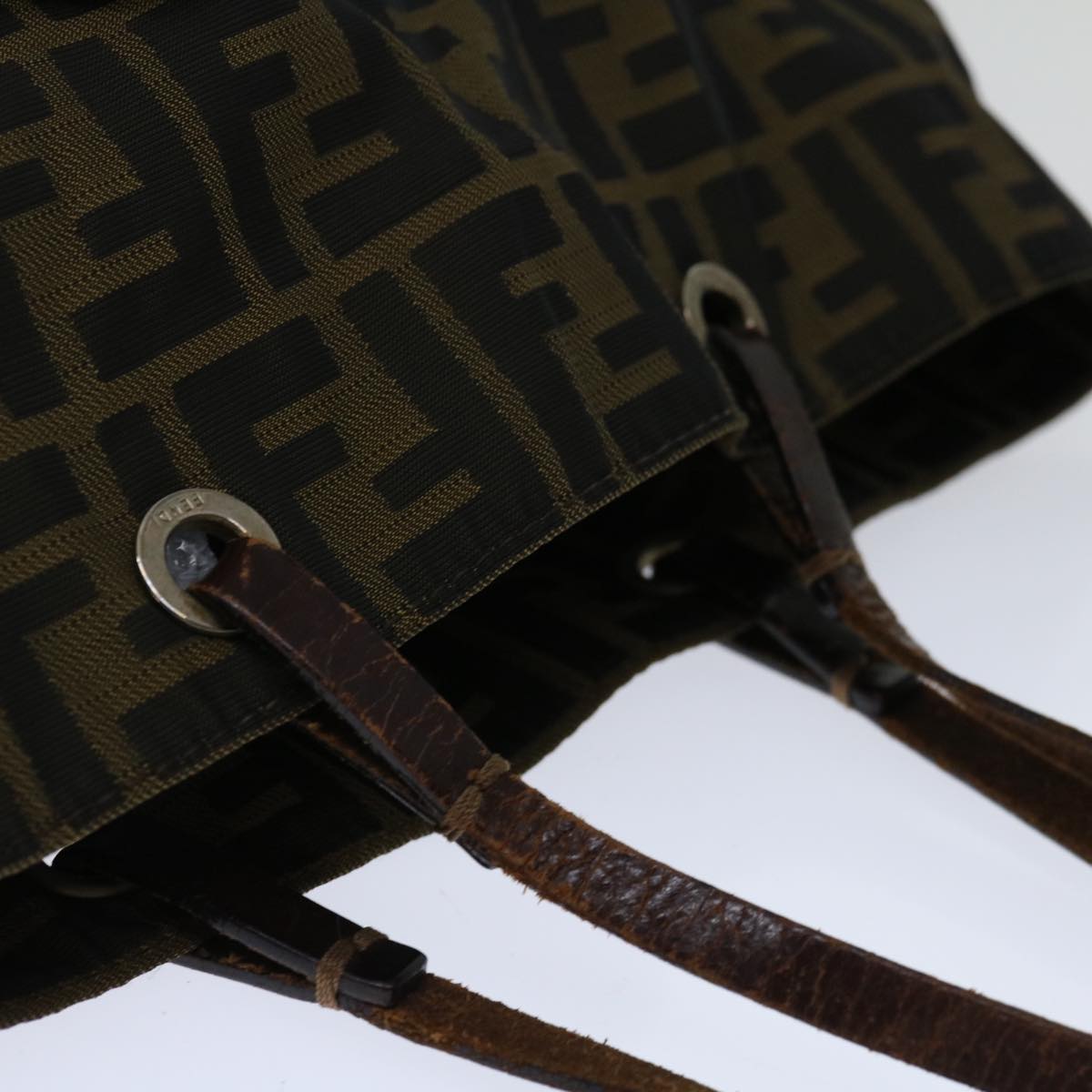FENDI Zucca Canvas Hand Bag Black Brown 67589