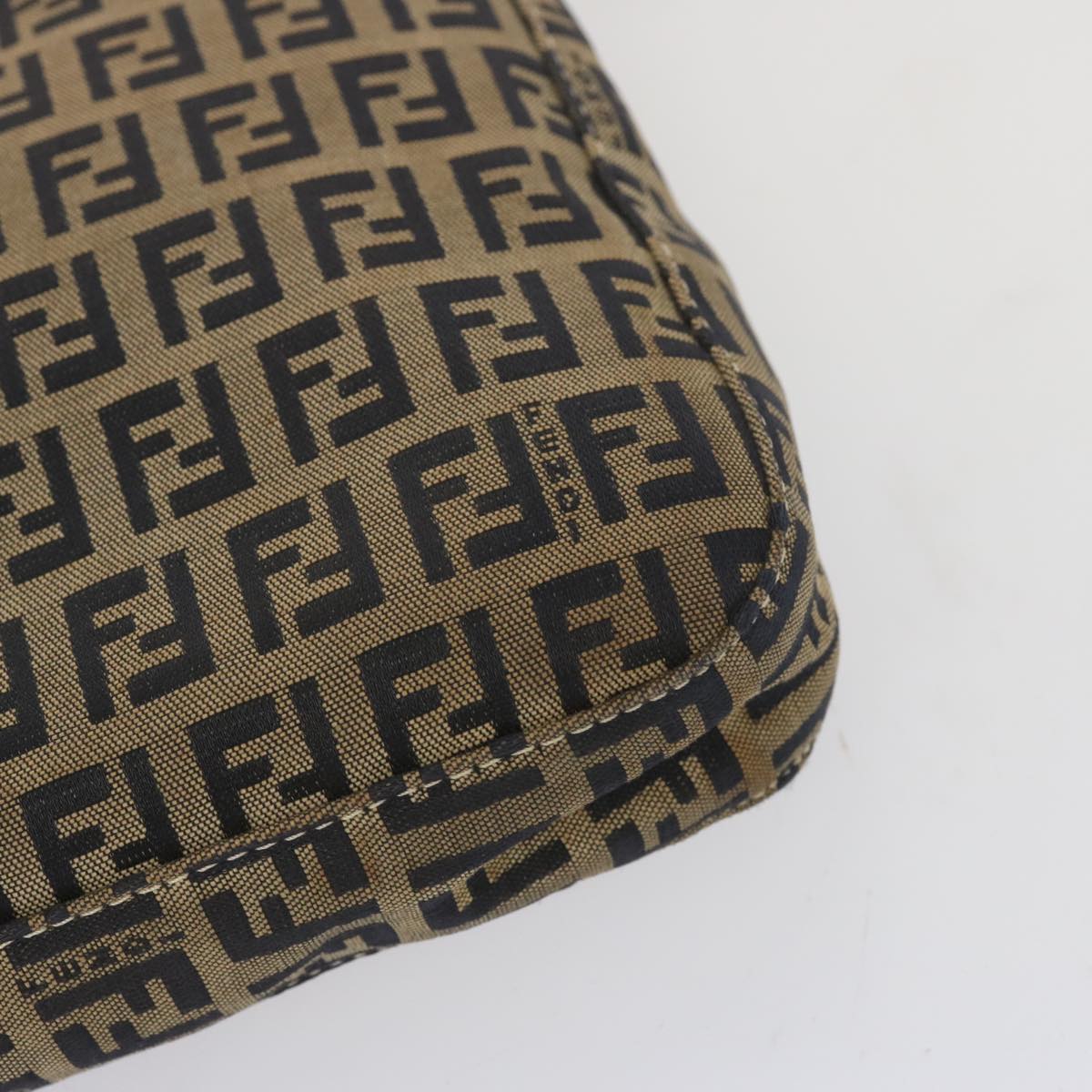 FENDI Zucchino Canvas Mamma Baguette Shoulder Bag Navy 67822