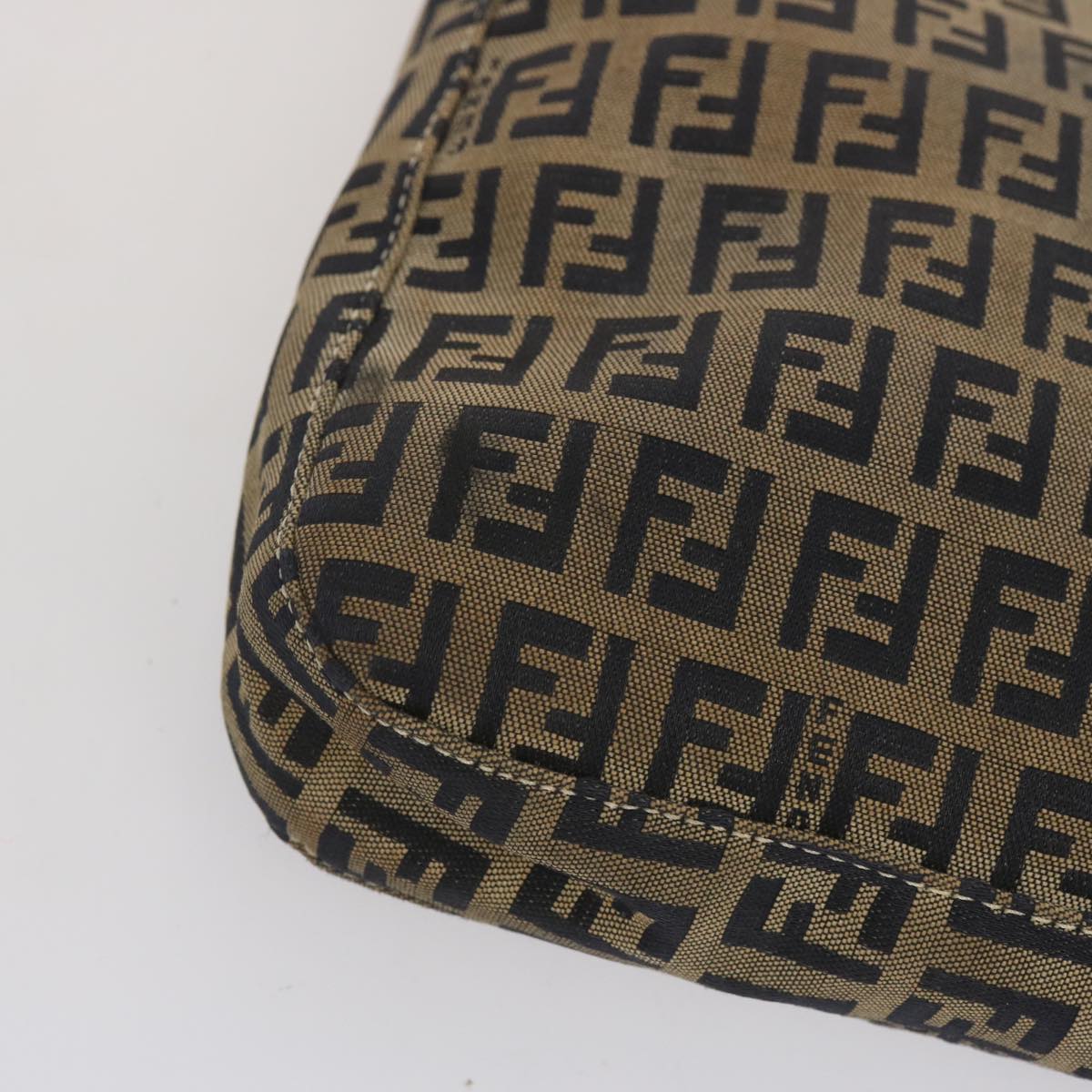 FENDI Zucchino Canvas Mamma Baguette Shoulder Bag Navy 67822