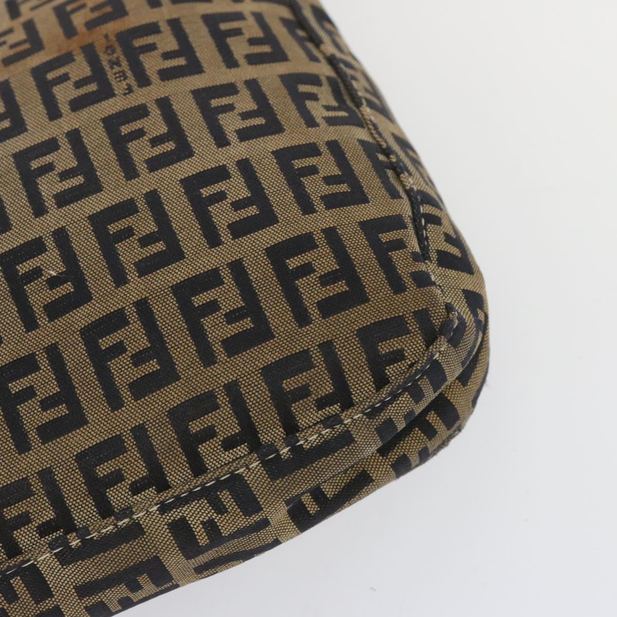 FENDI Zucchino Canvas Mamma Baguette Shoulder Bag Navy 67822