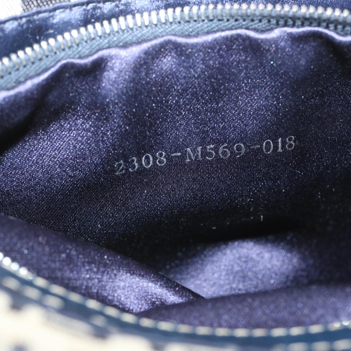 FENDI Zucchino Canvas Mamma Baguette Shoulder Bag Navy 67822