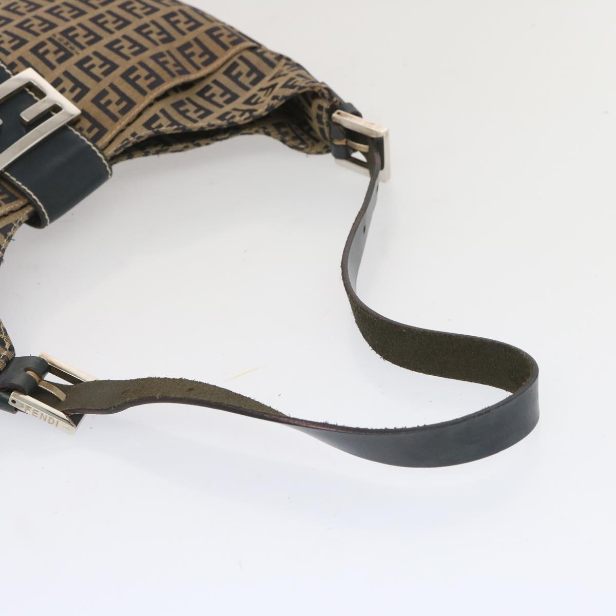 FENDI Zucchino Canvas Mamma Baguette Shoulder Bag Navy 67822