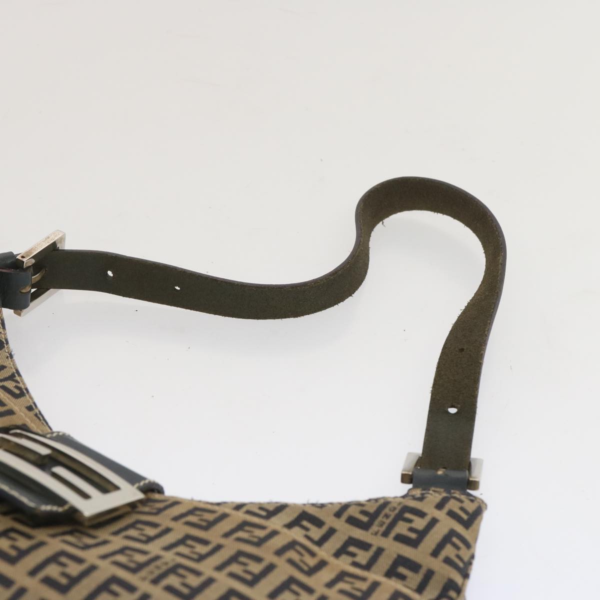 FENDI Zucchino Canvas Mamma Baguette Shoulder Bag Navy 67822