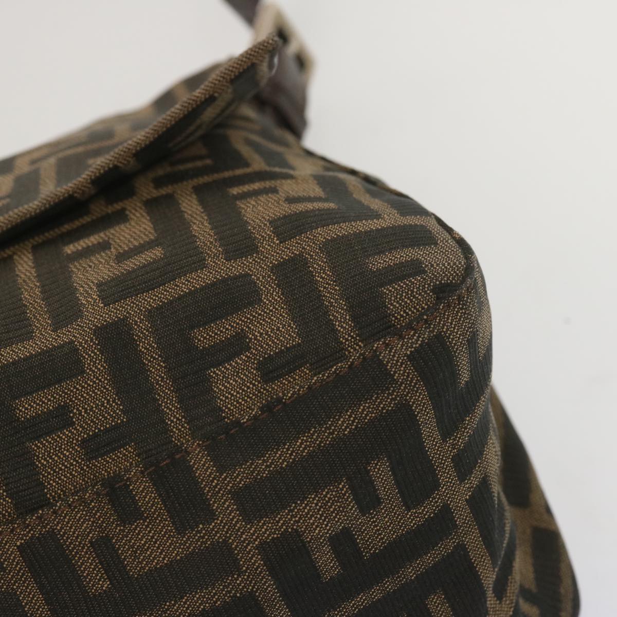FENDI Zucca Canvas Mamma Baguette Shoulder Bag Black Brown 67991