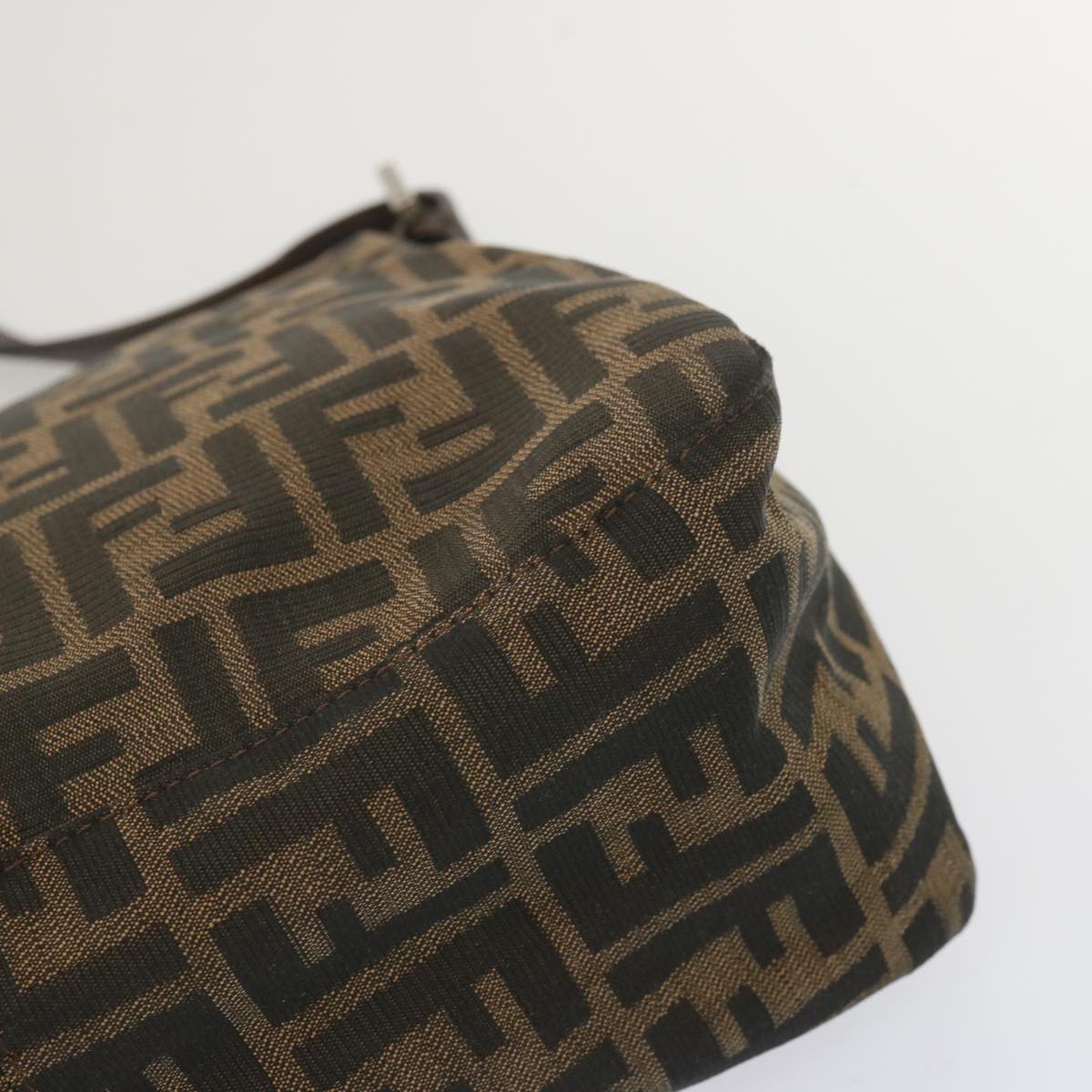 FENDI Zucca Canvas Mamma Baguette Shoulder Bag Black Brown 67991