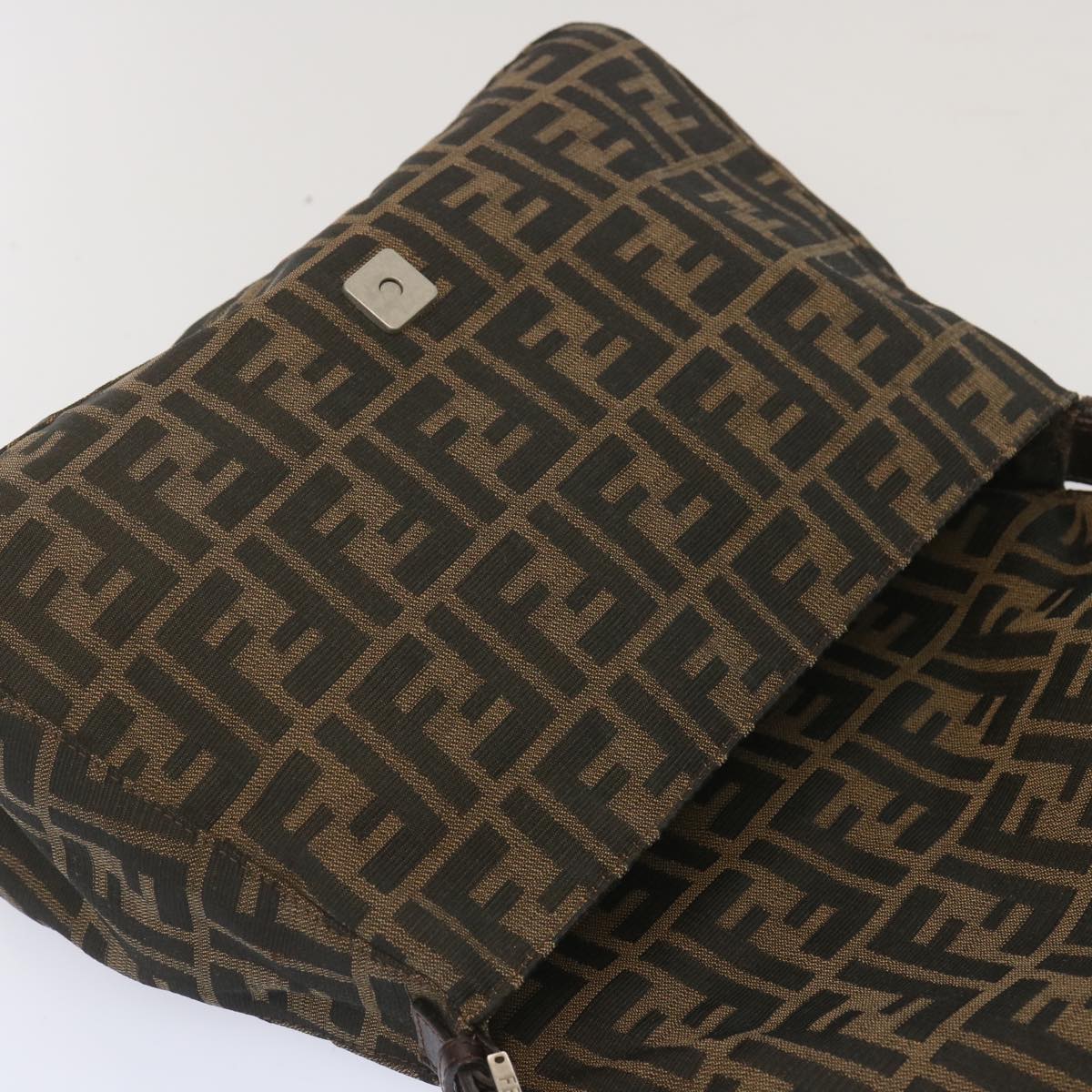 FENDI Zucca Canvas Mamma Baguette Shoulder Bag Black Brown 67991