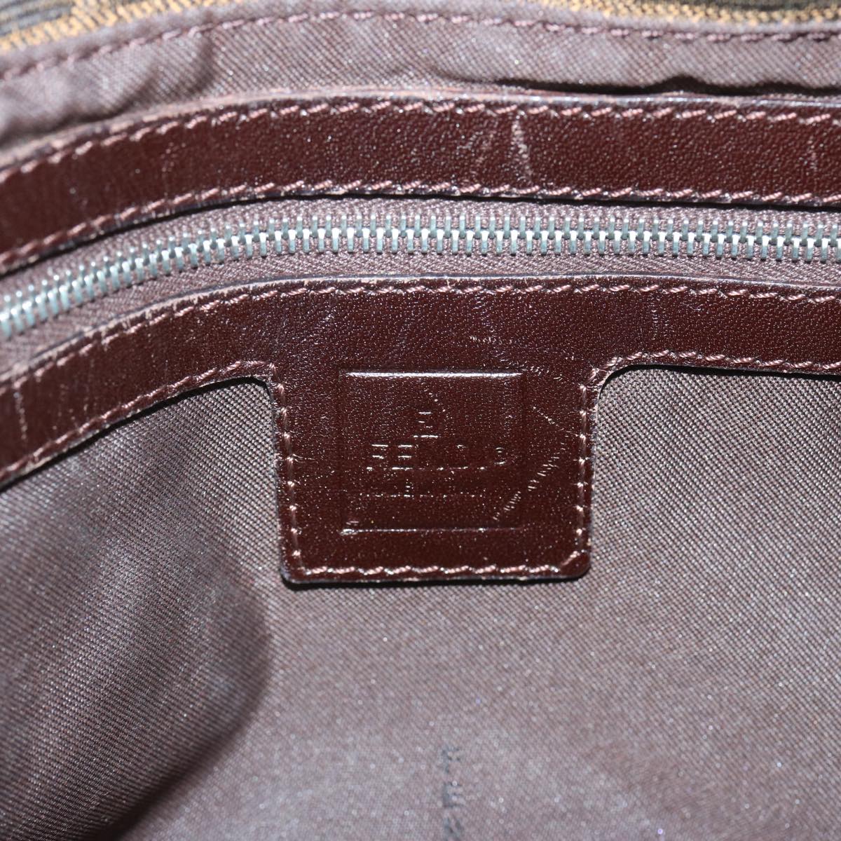 FENDI Zucca Canvas Mamma Baguette Shoulder Bag Black Brown 67991
