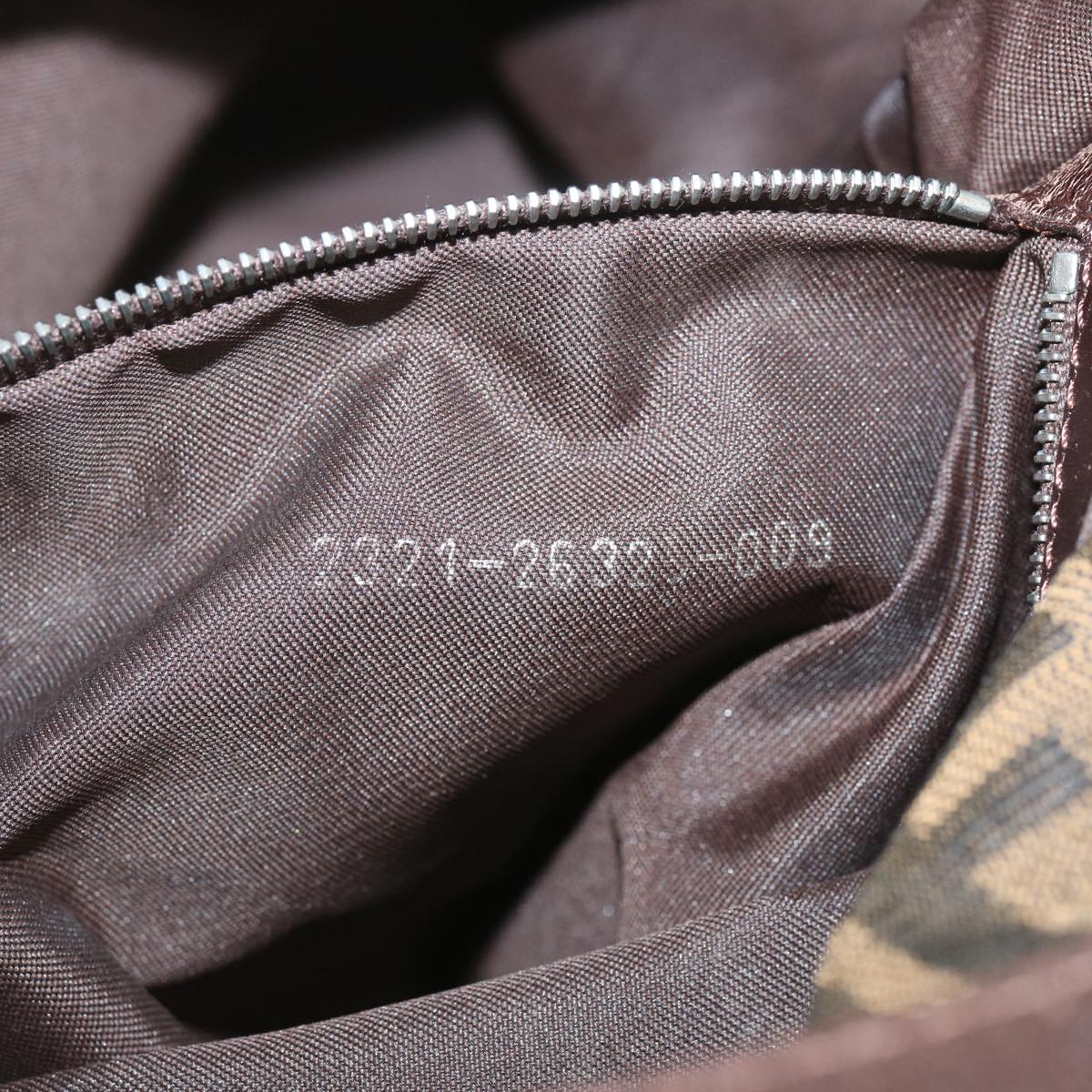 FENDI Zucca Canvas Mamma Baguette Shoulder Bag Black Brown 67991
