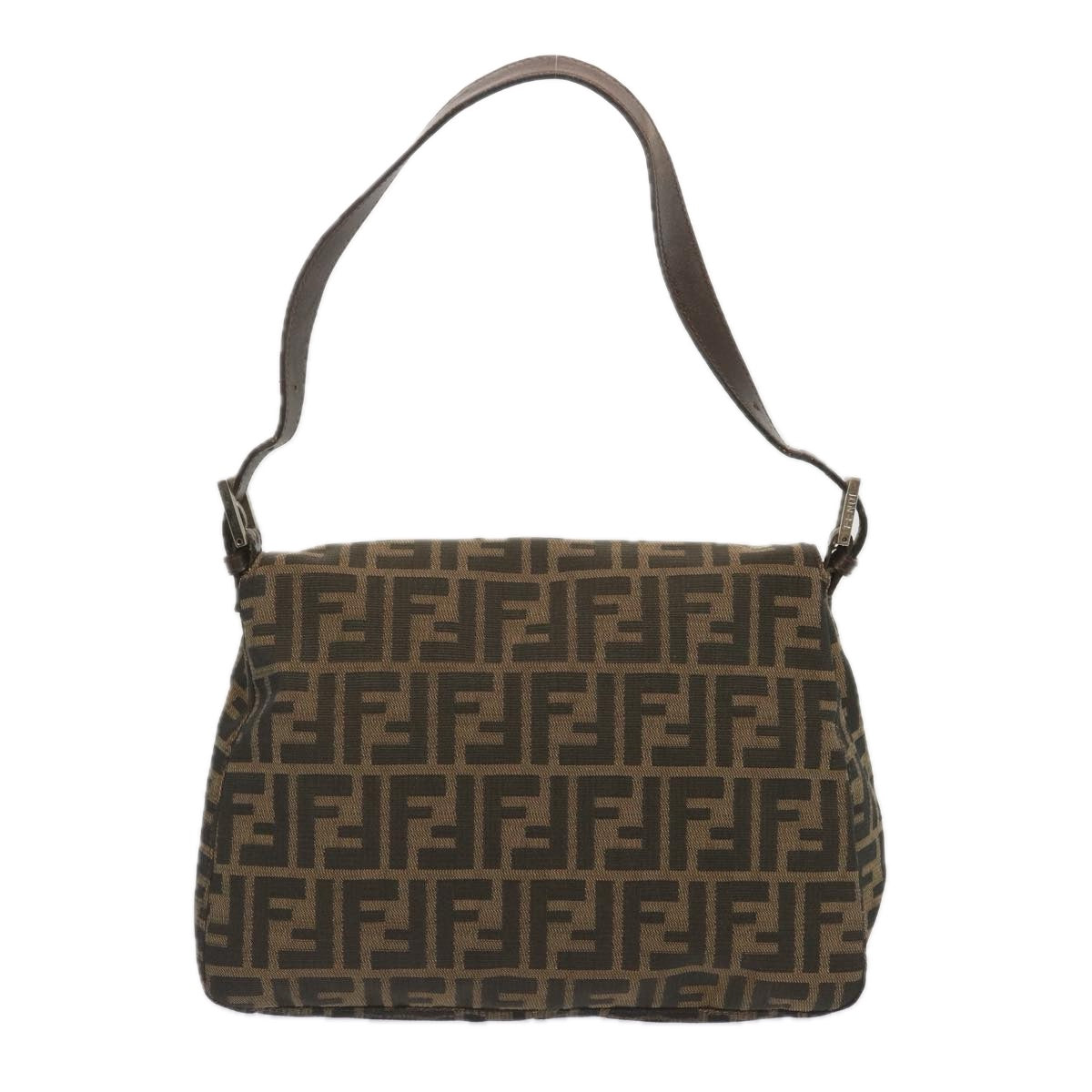 FENDI Zucca Canvas Mamma Baguette Shoulder Bag Black Brown 67991