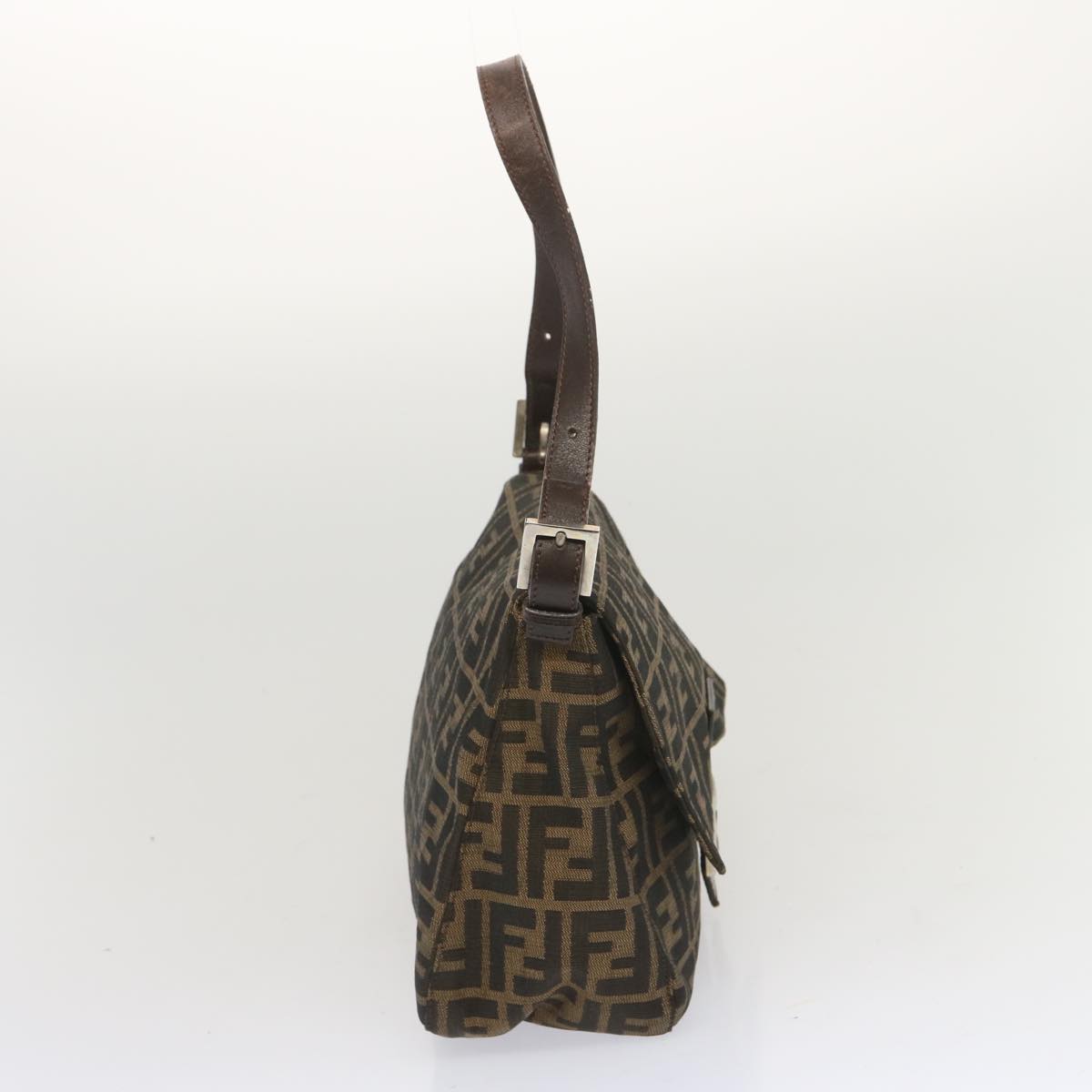 FENDI Zucca Canvas Mamma Baguette Shoulder Bag Black Brown 67991