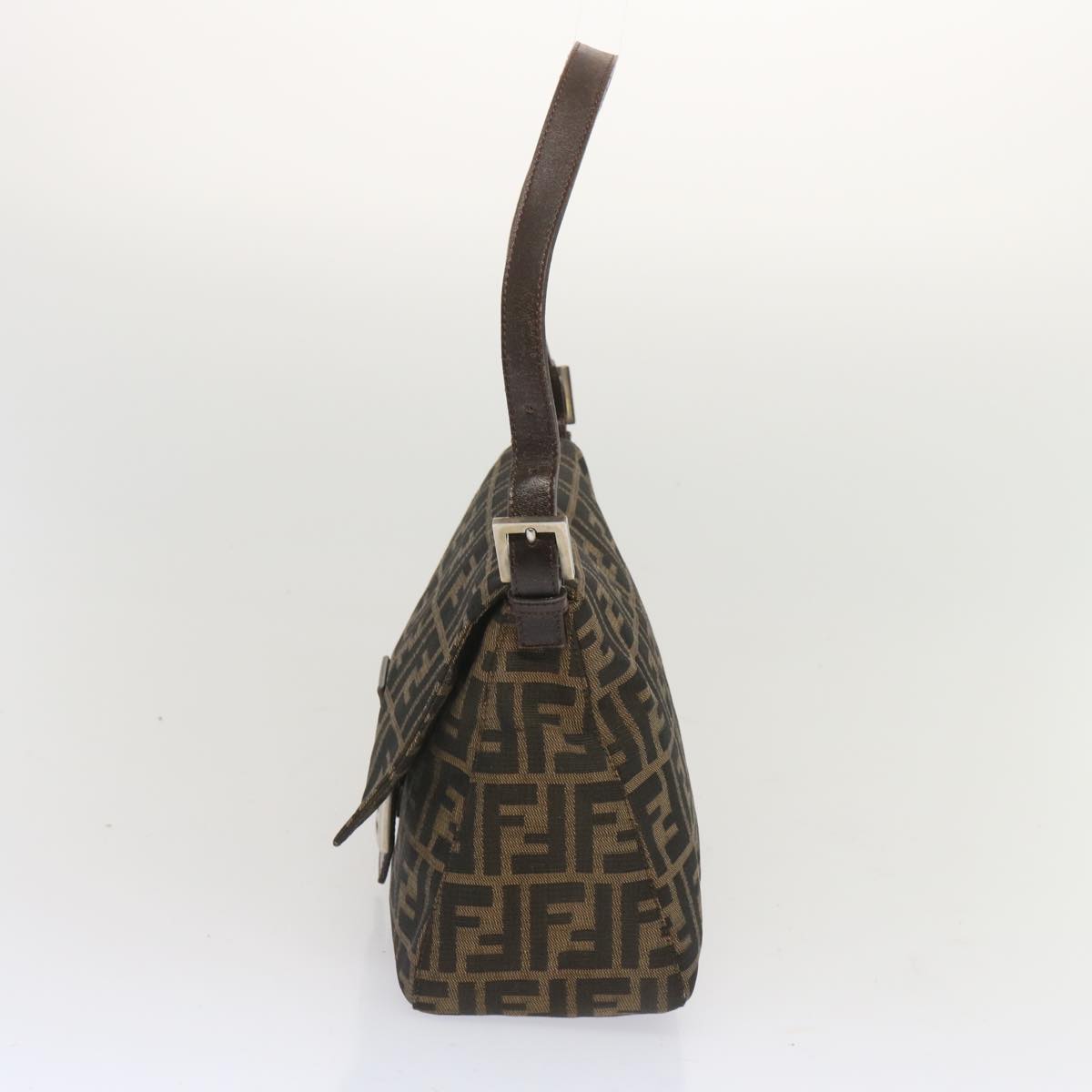 FENDI Zucca Canvas Mamma Baguette Shoulder Bag Black Brown 67991
