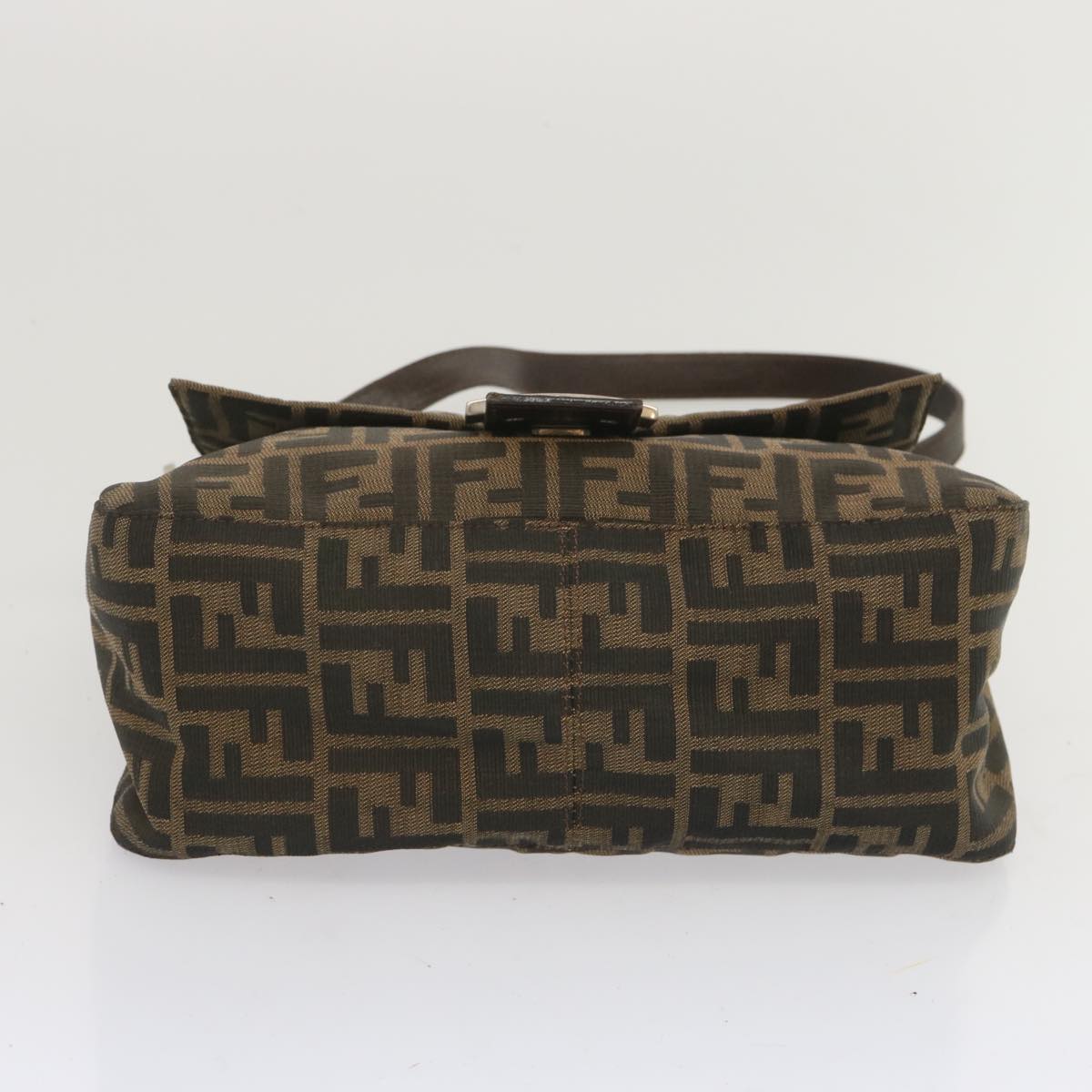 FENDI Zucca Canvas Mamma Baguette Shoulder Bag Black Brown 67991