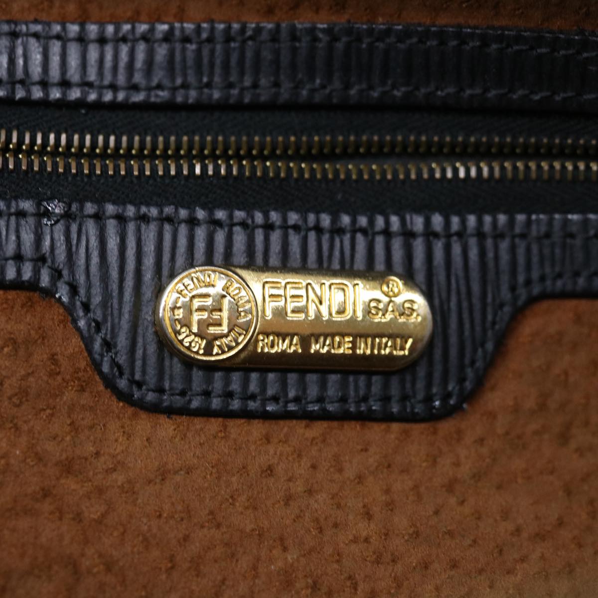 FENDI Zucca Canvas Hand Bag Black 67993