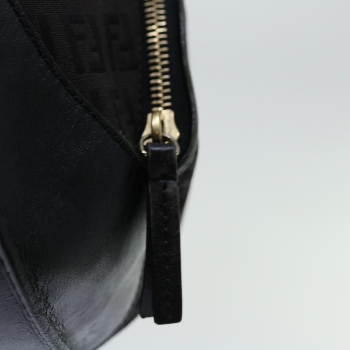 FENDI Zucchino Canvas Shoulder Bag Black