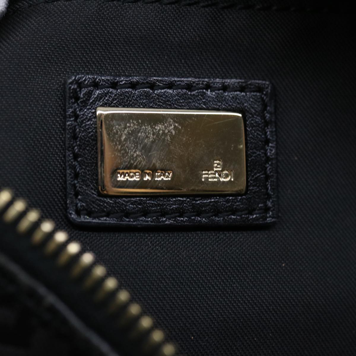 FENDI Zucchino Canvas Shoulder Bag Black