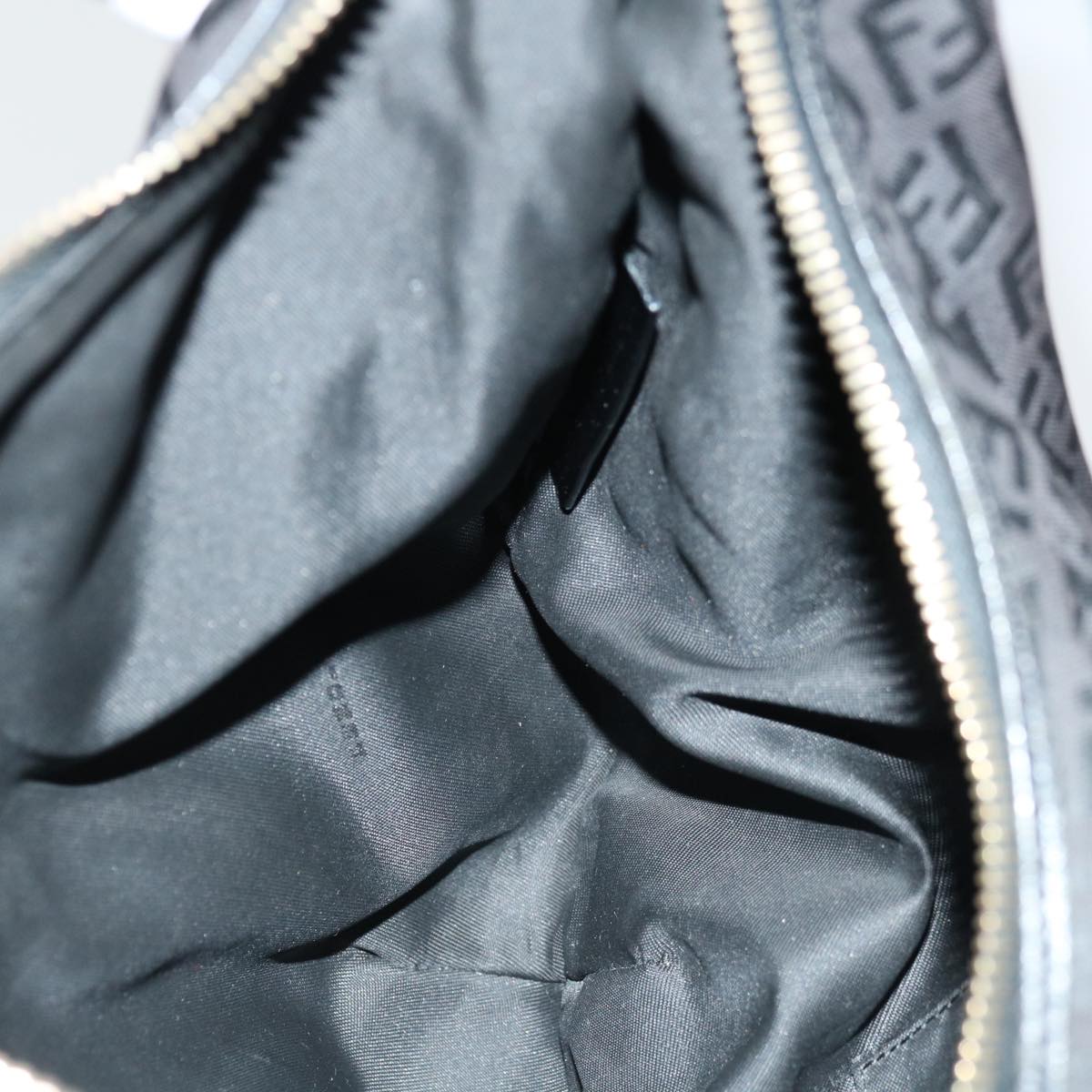 FENDI Zucchino Canvas Shoulder Bag Black