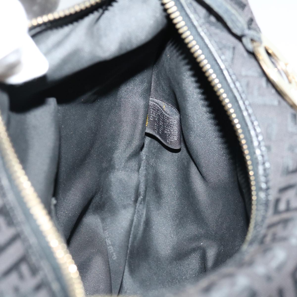 FENDI Zucchino Canvas Shoulder Bag Black