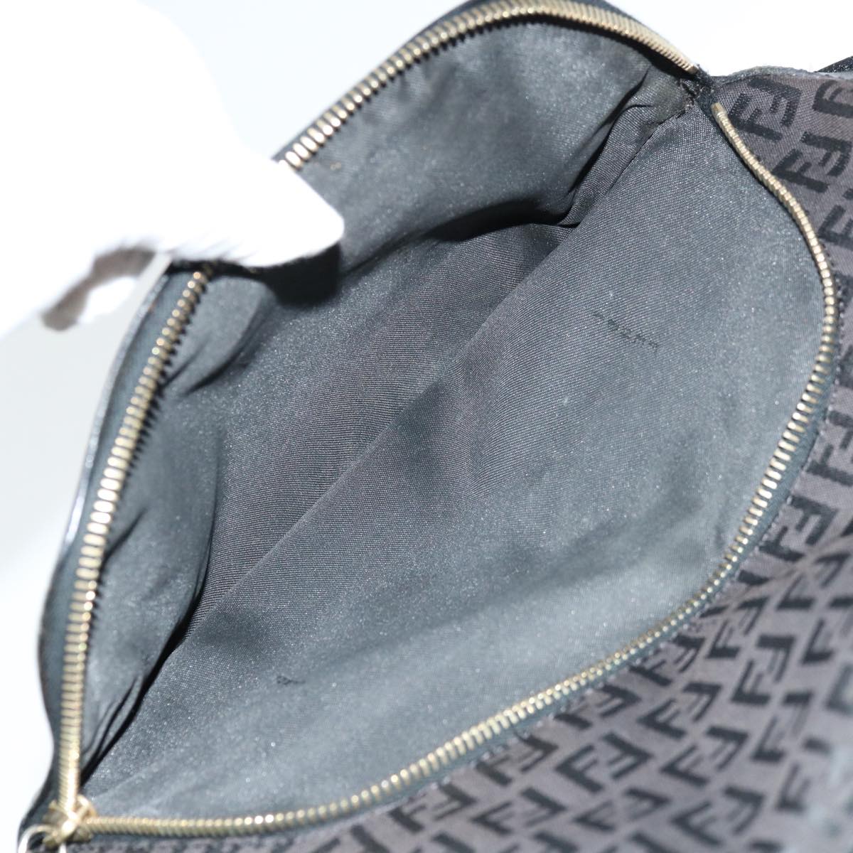 FENDI Zucchino Canvas Shoulder Bag Black