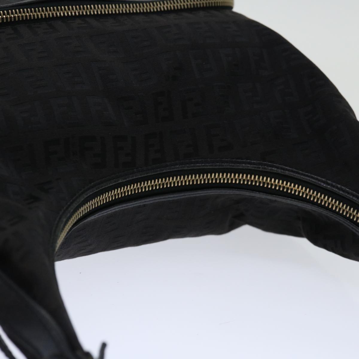 FENDI Zucchino Canvas Shoulder Bag Black
