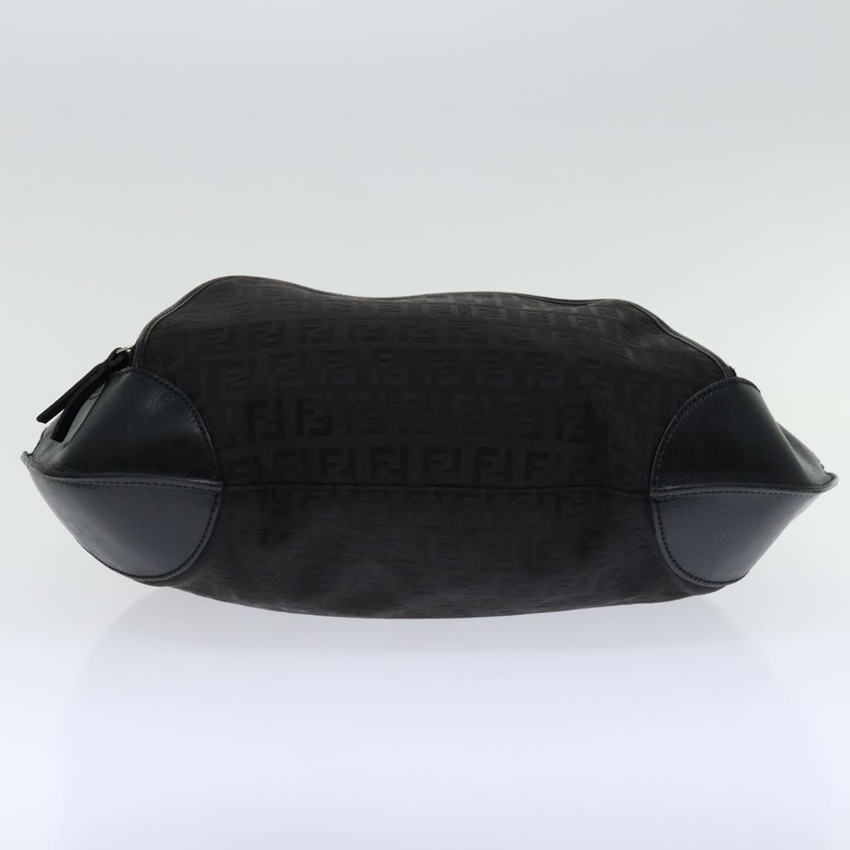 FENDI Zucchino Canvas Shoulder Bag Black