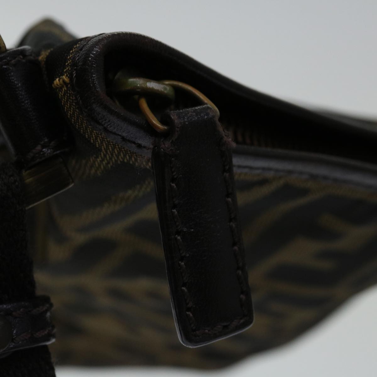 FENDI Zucca Canvas Shoulder Bag Black Brown 67995
