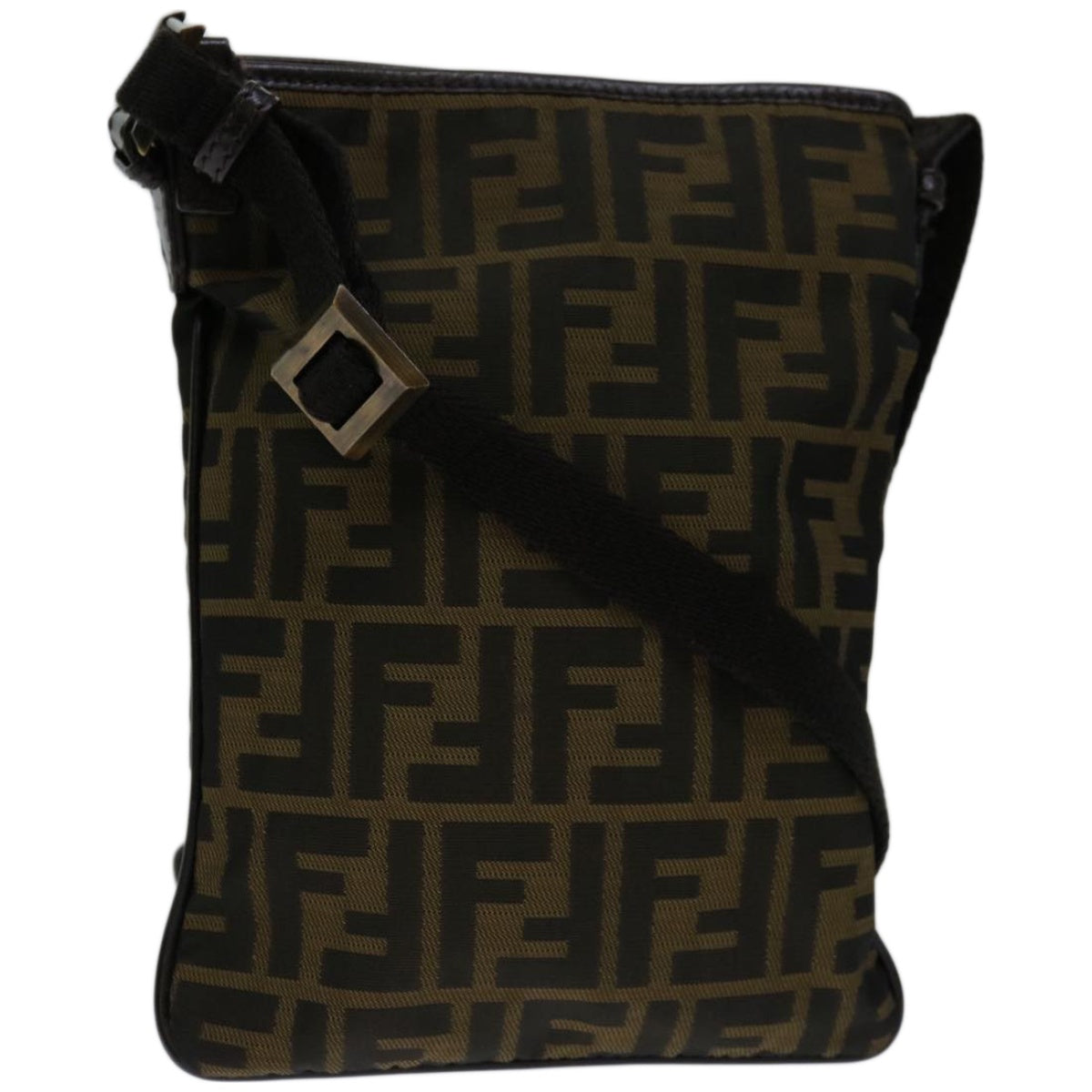 FENDI Zucca Canvas Shoulder Bag Black Brown 67995