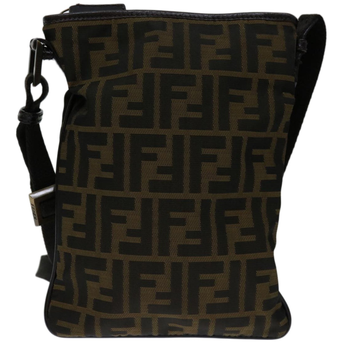 FENDI Zucca Canvas Shoulder Bag Black Brown 67995